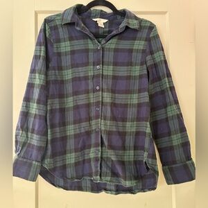 H&M Navy and Forest Checkered Shirt